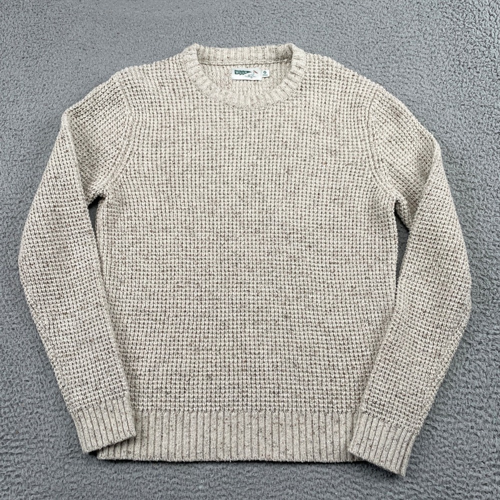 Wellen Sweater Mens Medium Beige Seawool Fisherman Waffle Knit Pullover 17732